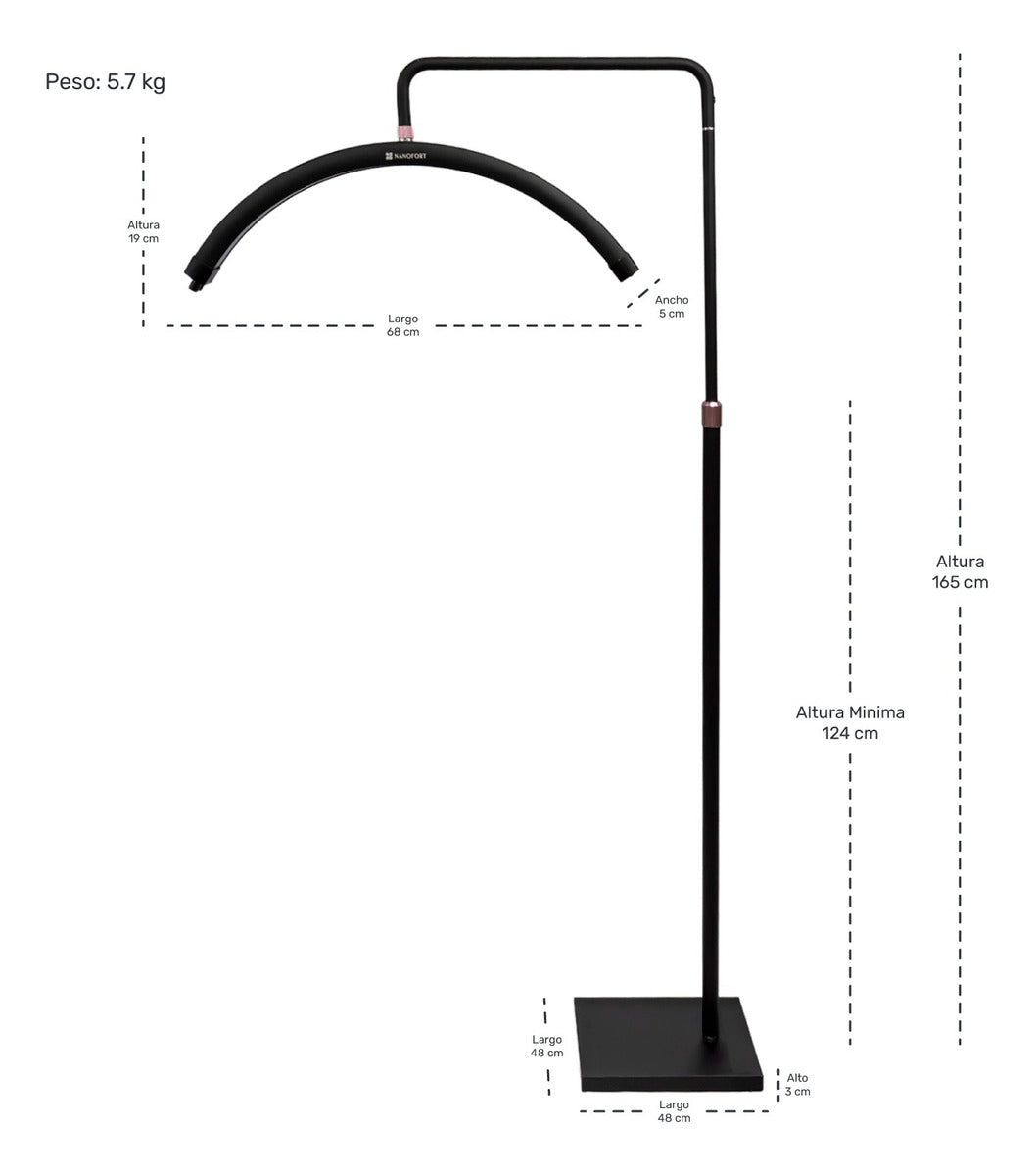 Lampara Pestañas Media Luna Spa Arco 30 Luz Led 50w 3 Tonos