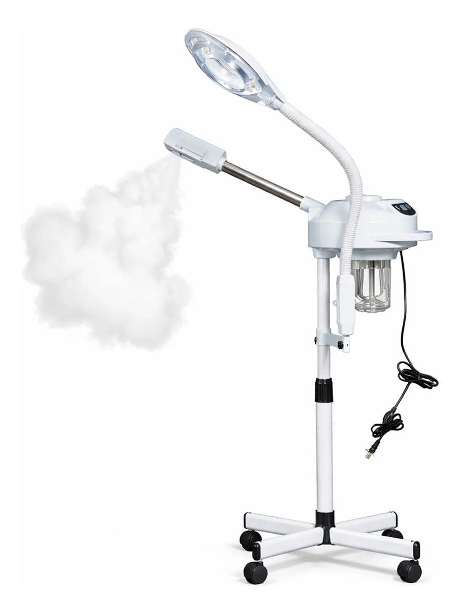 Vaporizador Facial Profesional Lampara Lupa Temporizador Spa Blanco