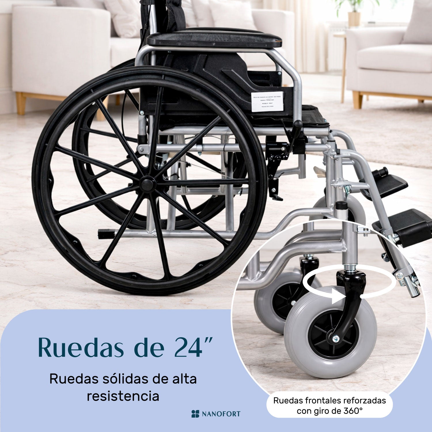 Silla De Ruedas Sobrepeso 150kg Doble Soporte Ancha Robusta