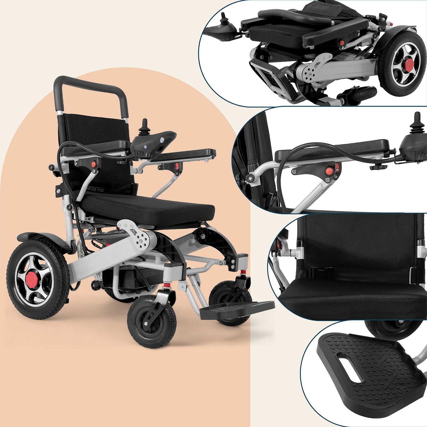 Silla Ruedas Electrica Plegable Acero Controlador 5 Vel