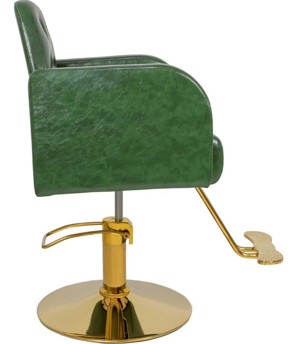 Silla Sillon Premium Barberia Estetica 360° Neumatica Verde