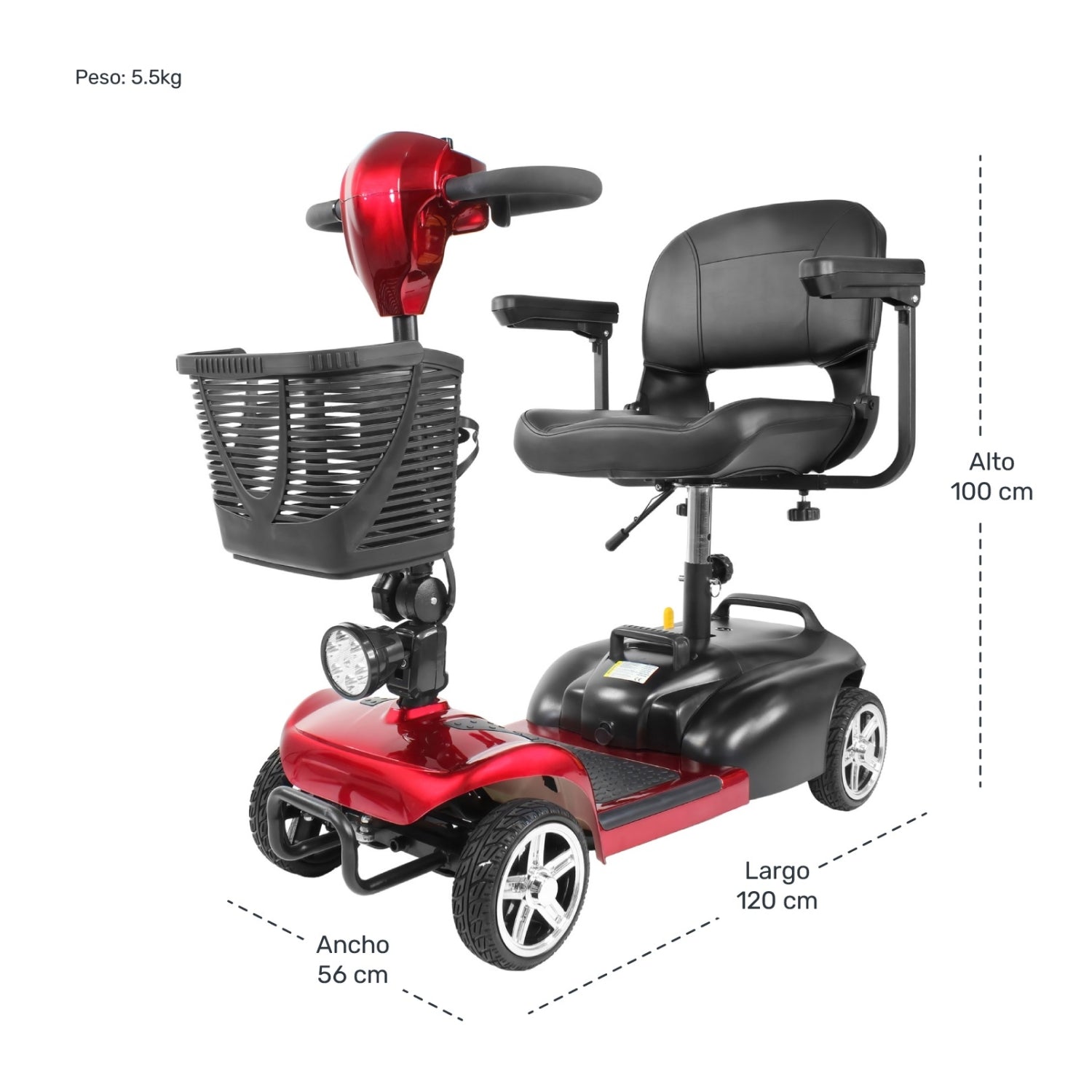 Silla Ruedas Electrica Scooter Recargable Luz Led Plegable