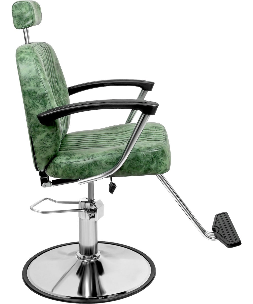 Sillon Barberia Clasica Silla Estetica 360° Moderna Respaldo Fijo Verde