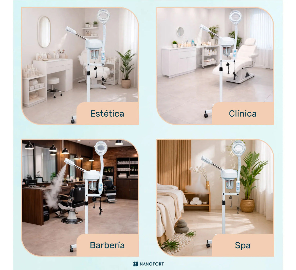 Vaporizador Facial Profesional Lampara Lupa Temporizador Spa Blanco