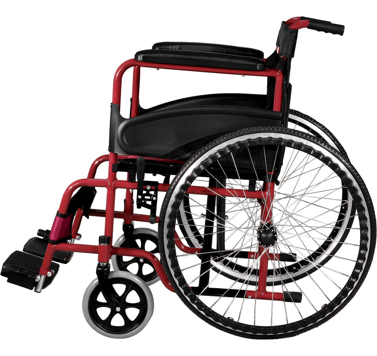 Silla De Ruedas Plegable Aluminio Ligera 23 Pulgadas Lujo Color Rojo Nanofort