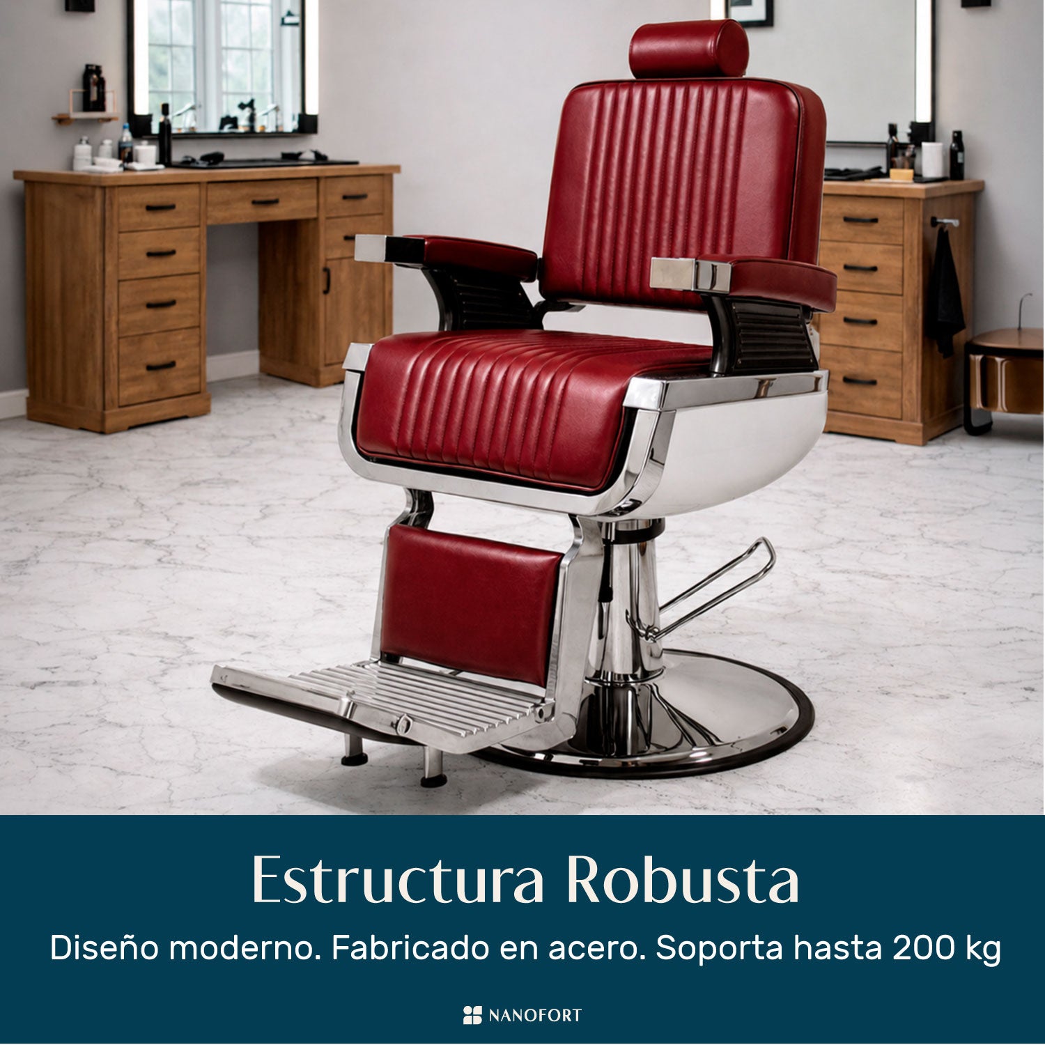 Sillon Barberia Silla Reclinable Premium Giro 360° Neumatica Vino