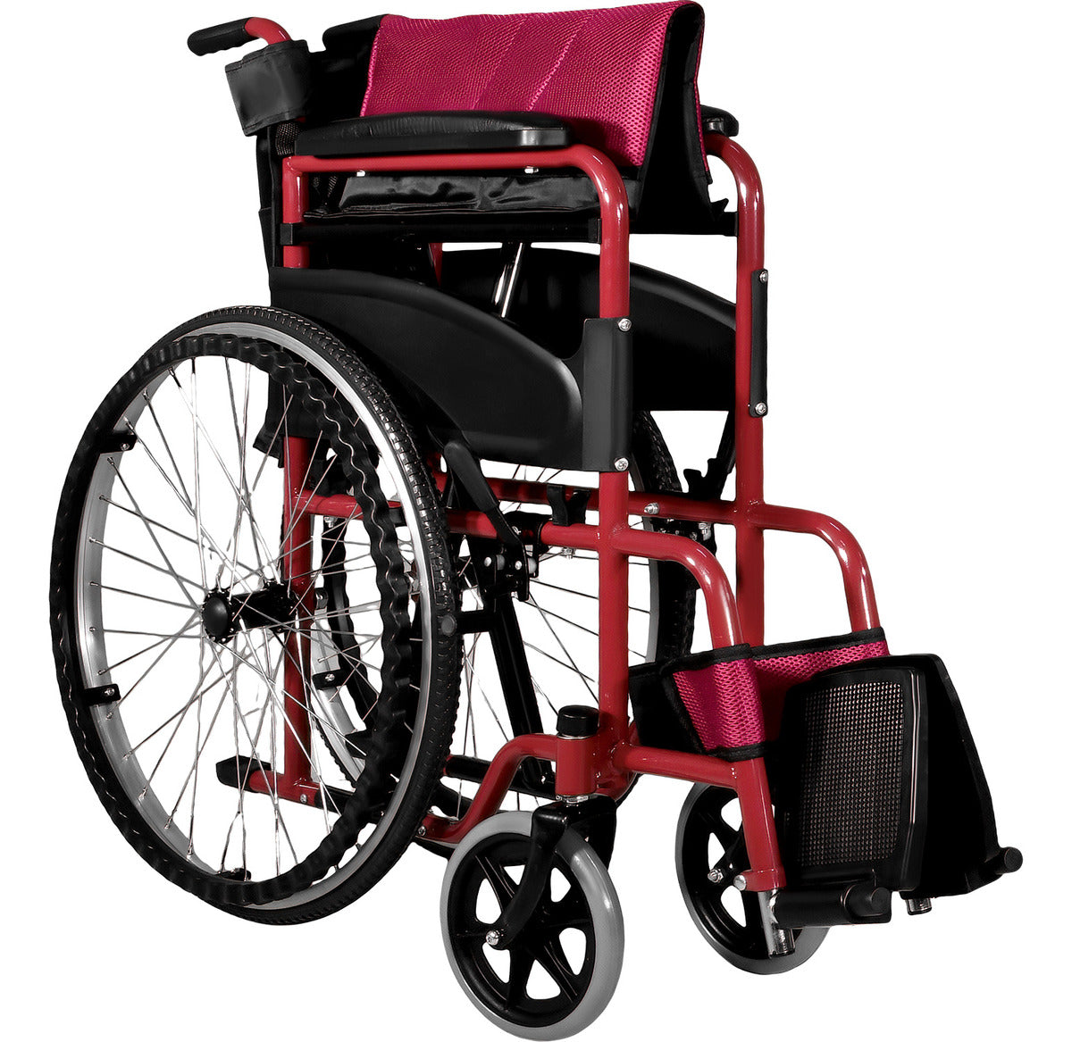 Silla De Ruedas Plegable Aluminio Ligera 23 Pulgadas Lujo Color Rojo Nanofort
