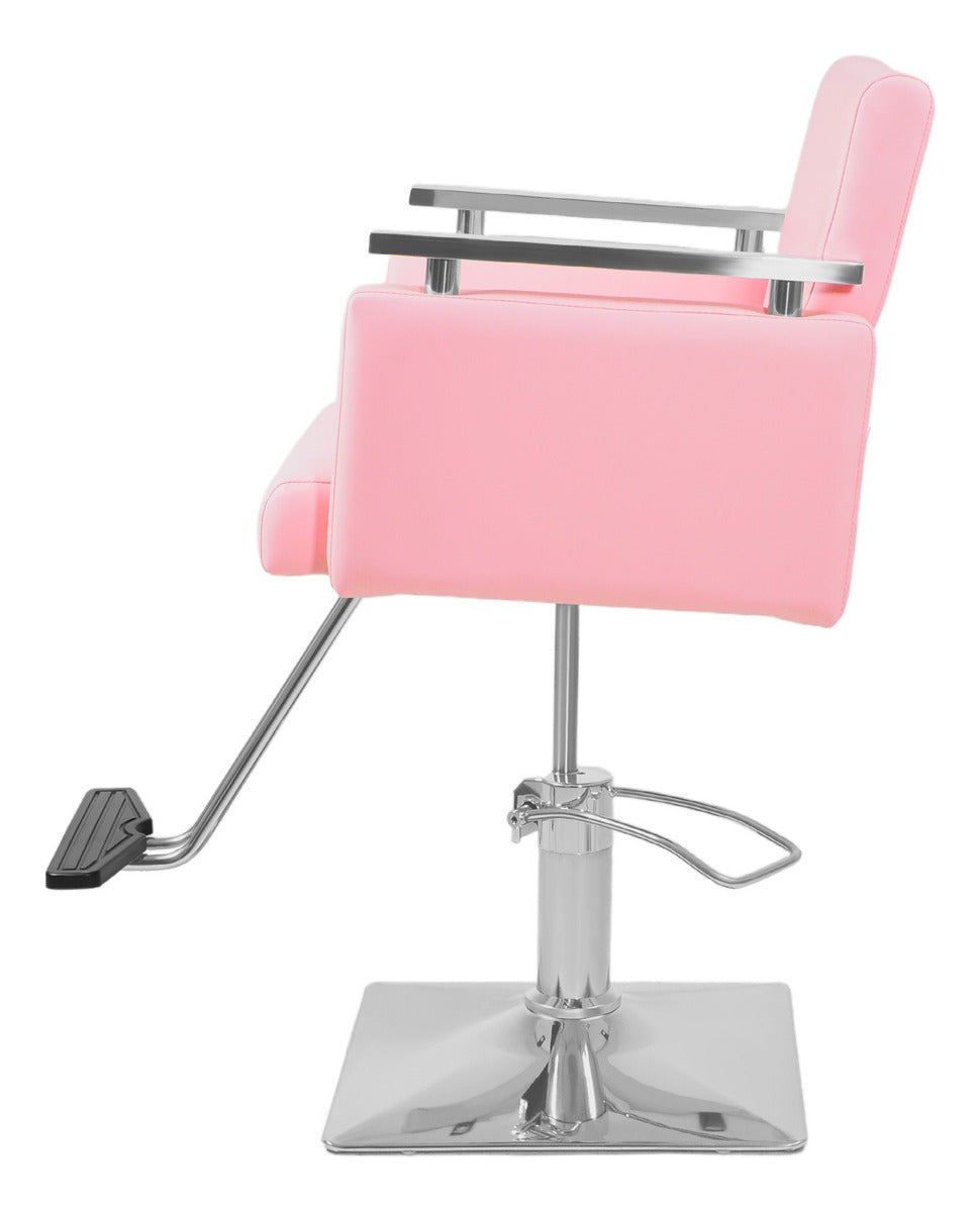 Sillon Silla Barberia Estetica Cuadrada 360° Moderna Rosa