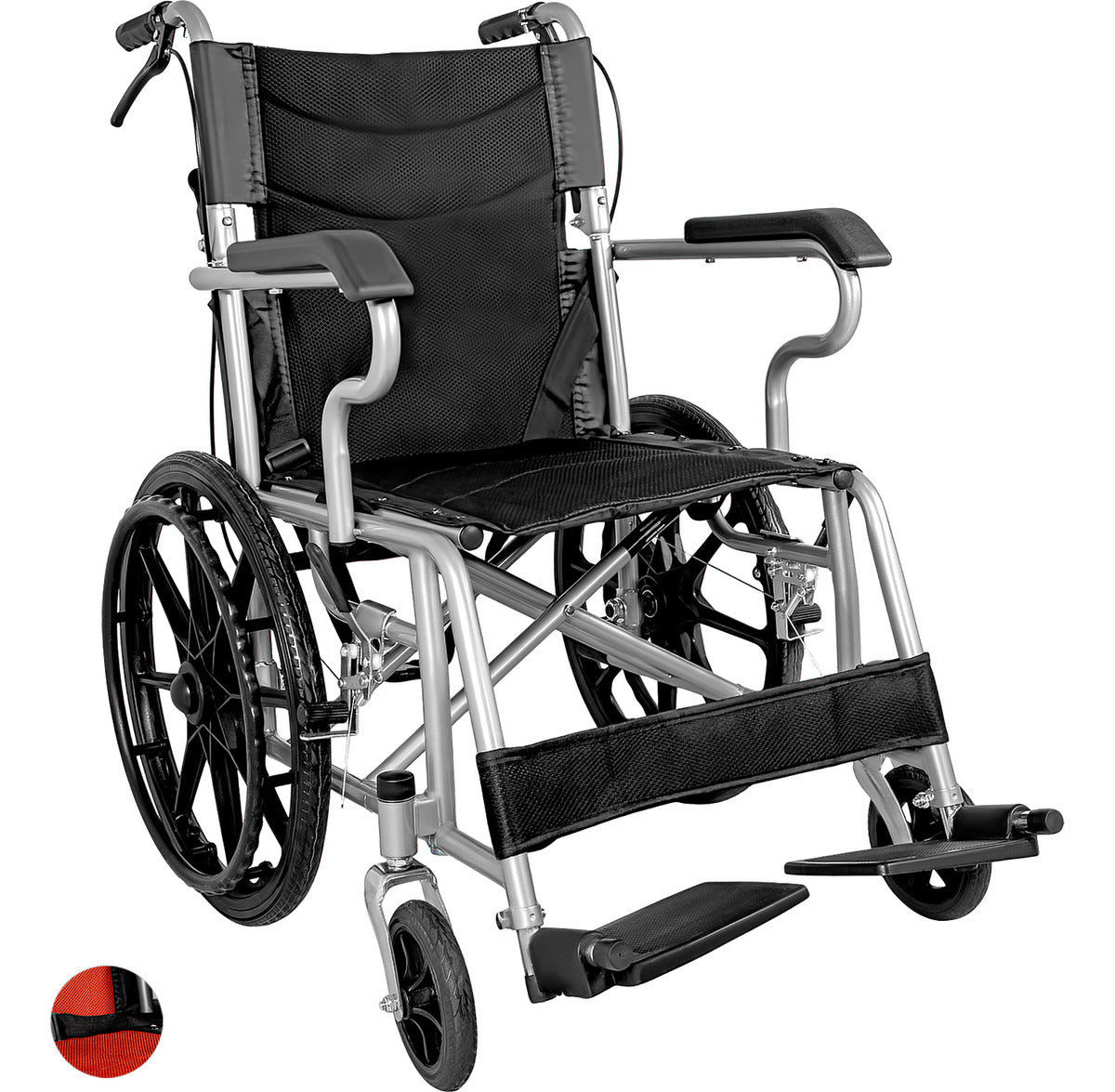 Silla Ruedas Plegable Aluminio Ligera Todo Terreno Premium Color Negro