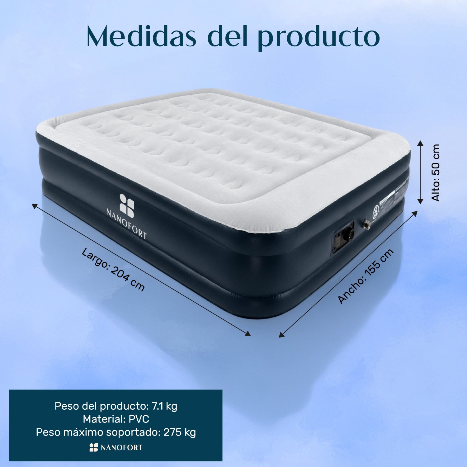 Colchon Inflable Queen Size con Bomba Integrada - Rapido Inflado