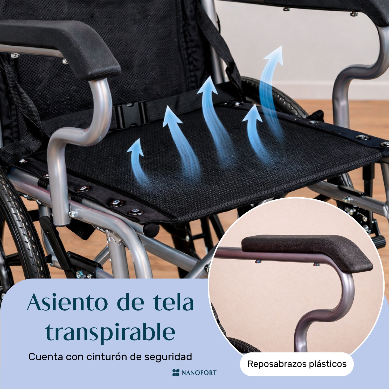 Silla Ruedas Plegable Aluminio Ligera Todo Terreno Premium Color Negro