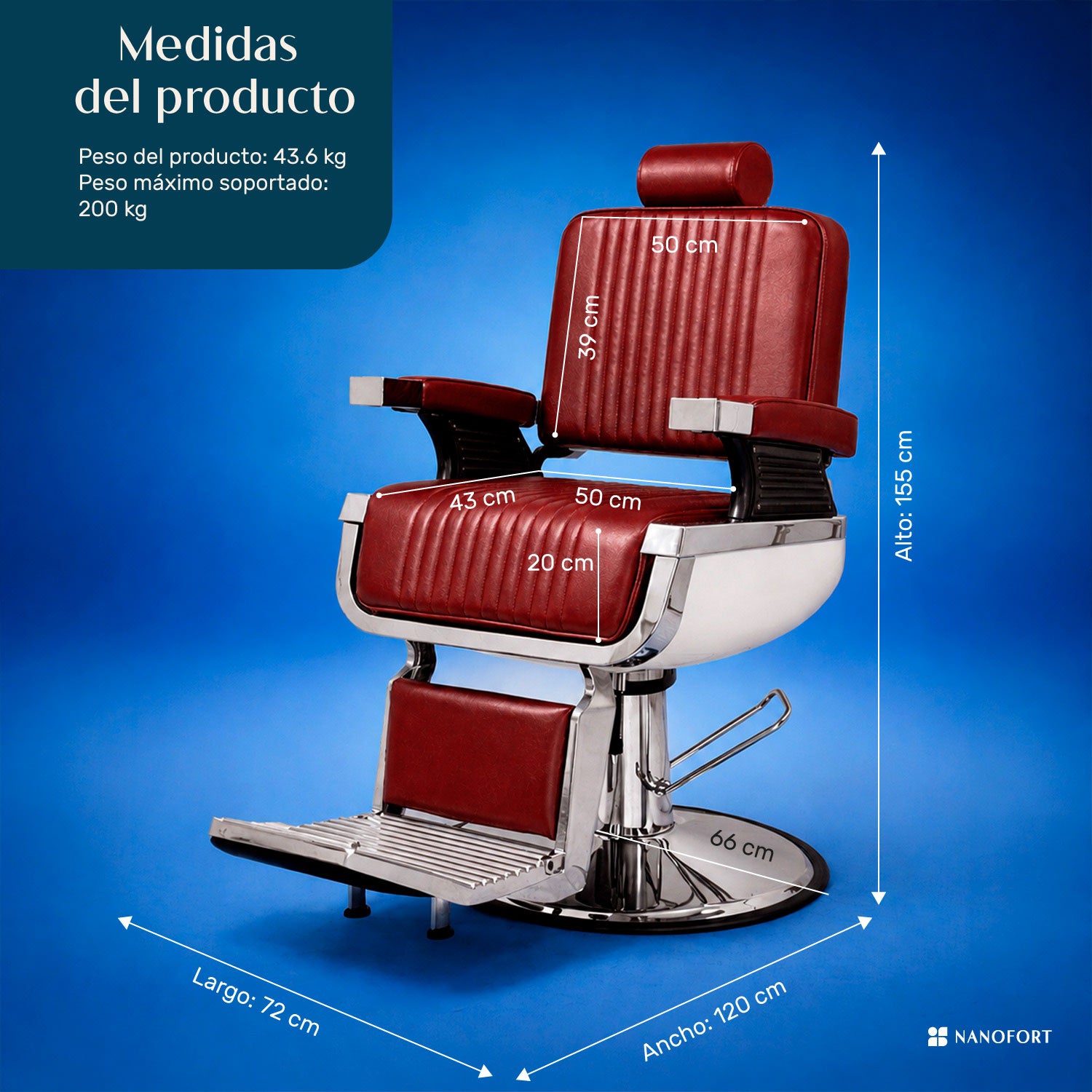 Sillon Barberia Silla Reclinable Premium Giro 360° Neumatica Vino