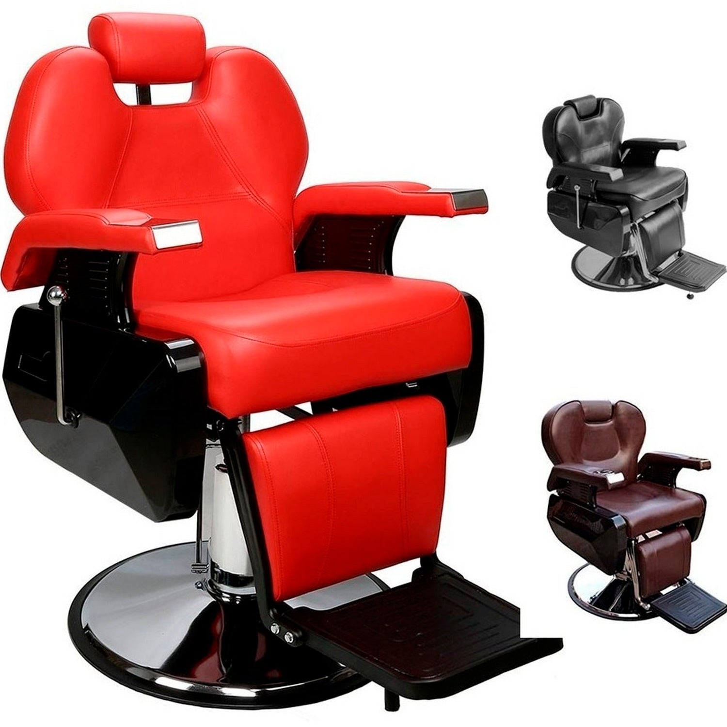 Sillon de Barbero Neumatico para Barberia, Peluqueria o Estetica Rojo