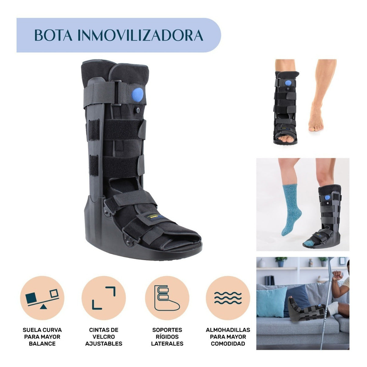 Bota Neumatica Ortopedica Ferula Walker Larga Inmovilizador Extra Grande