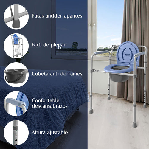 Silla Comodo Discapacitado Amento Plegable Wc Baño Ducha