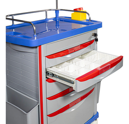 Carro Rojo De Emergencia Paro Abs Aluminio 5 Cajones