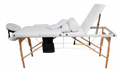 Cama para Masajes Profesional Portatil Reclinable Color Blanco