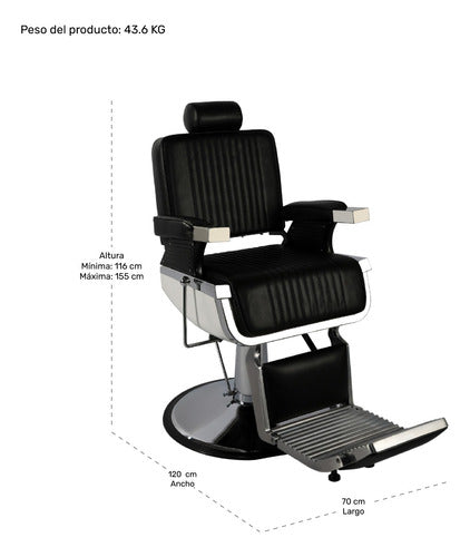 SillÃ³n Barberia Silla Reclinable Premium Giro 360Â° NeumÃ¡tica negro