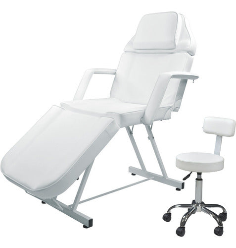 Silla Faciales Reclinable Sillon Cama Masaje Spa Profesional Blanco