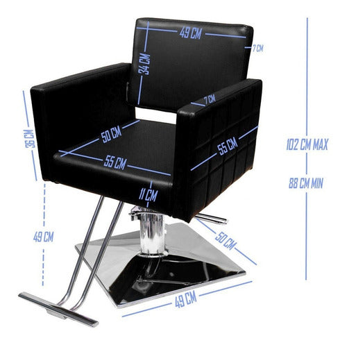 Sillon para Barberia Estetica Cuadrado Hidraulico Ajustable Color Negro