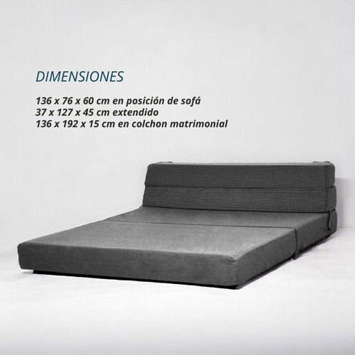 Sofa Cama Futon Plegable Modular Sala Mueble 3 En 1 Negro