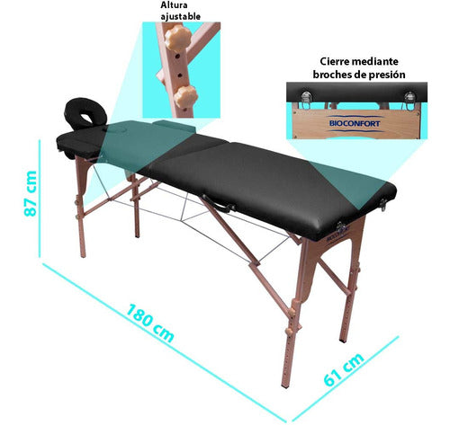 Cama de Masaje Spa Profesional con Aditamentos Plegable Negra