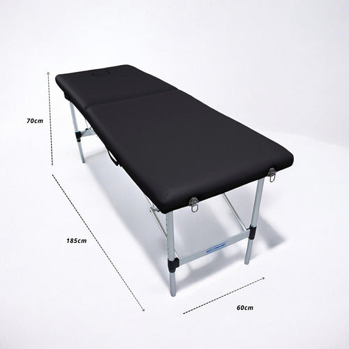 Cama para Masajes Portatil Ajustable Plegable Acero Negra