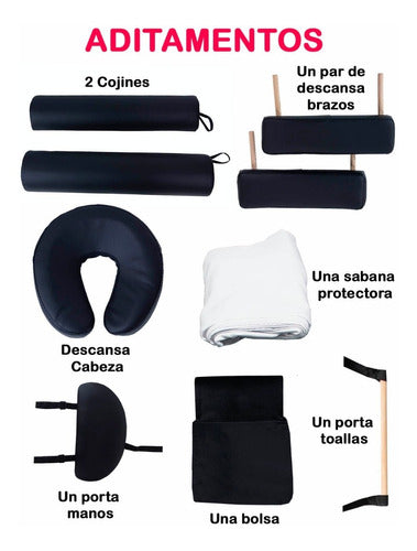 Cama para Masajes Profesional Portatil Reclinable Color Negro