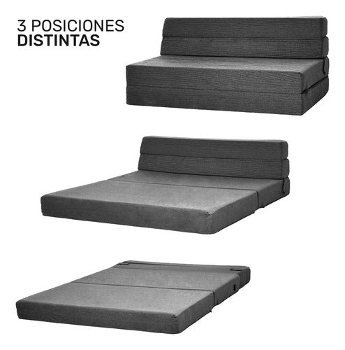 Sofa Cama Futon Plegable Modular Sala Mueble 3 En 1 Negro