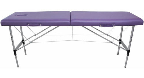 Cama para Masajes Portatil Plegable Metalica Morada