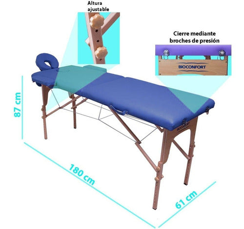 Cama de Masaje Profesional con Aditamentos Camilla Plegable Azul