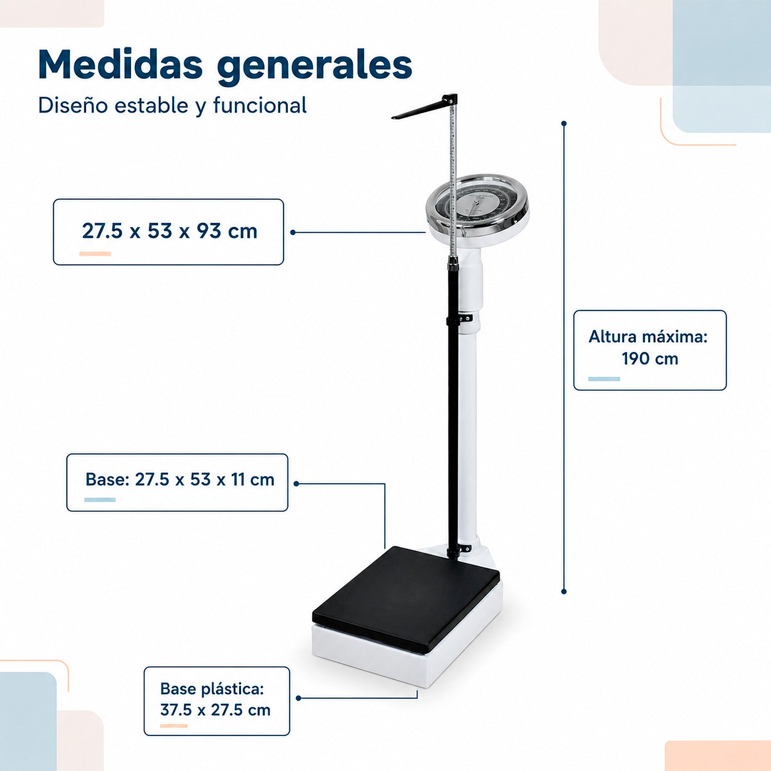 Bascula Balanza Mecanica Estadimetro Precision Clinica 160kg Color Blanco
