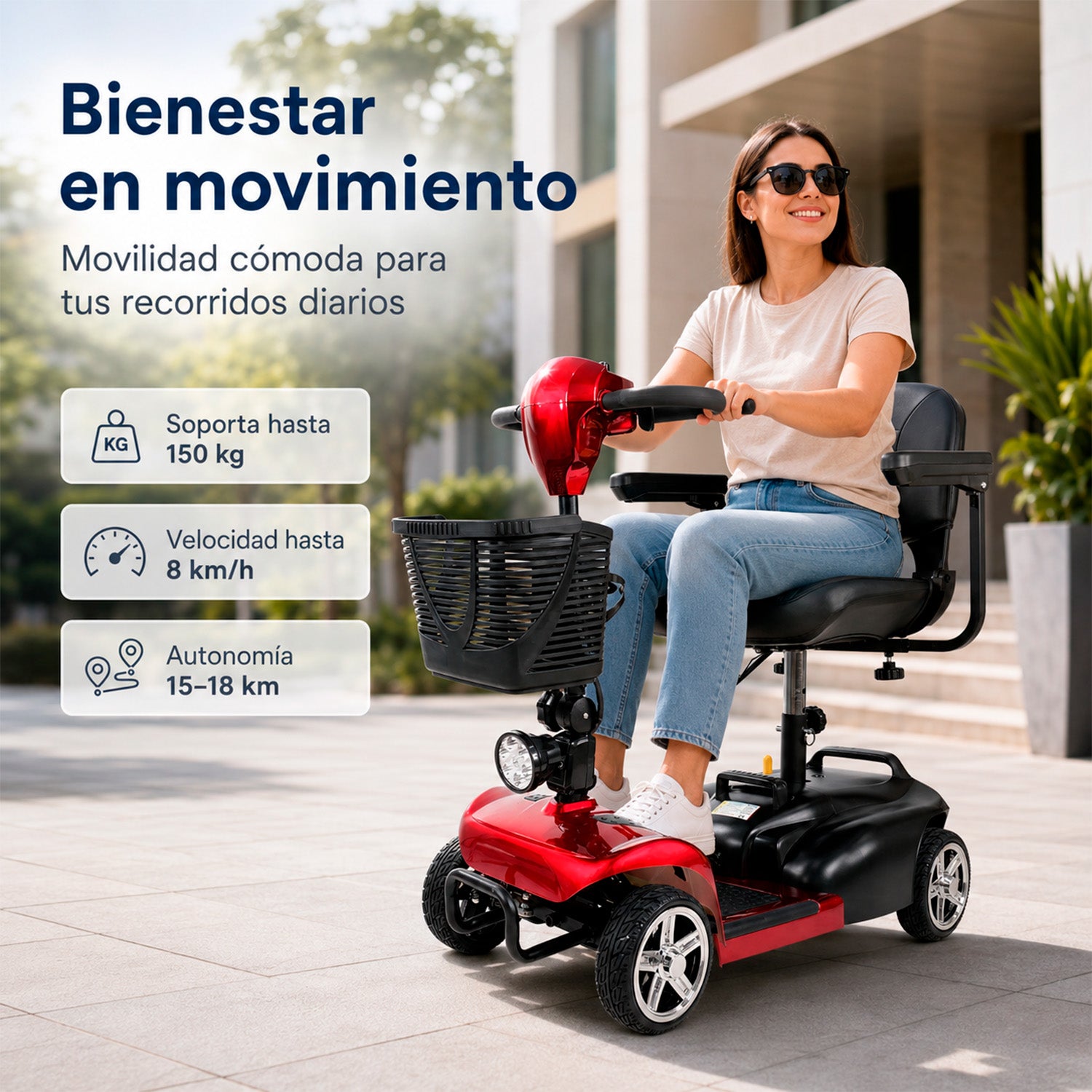 Silla Ruedas Electrica Scooter Recargable Luz Led Plegable