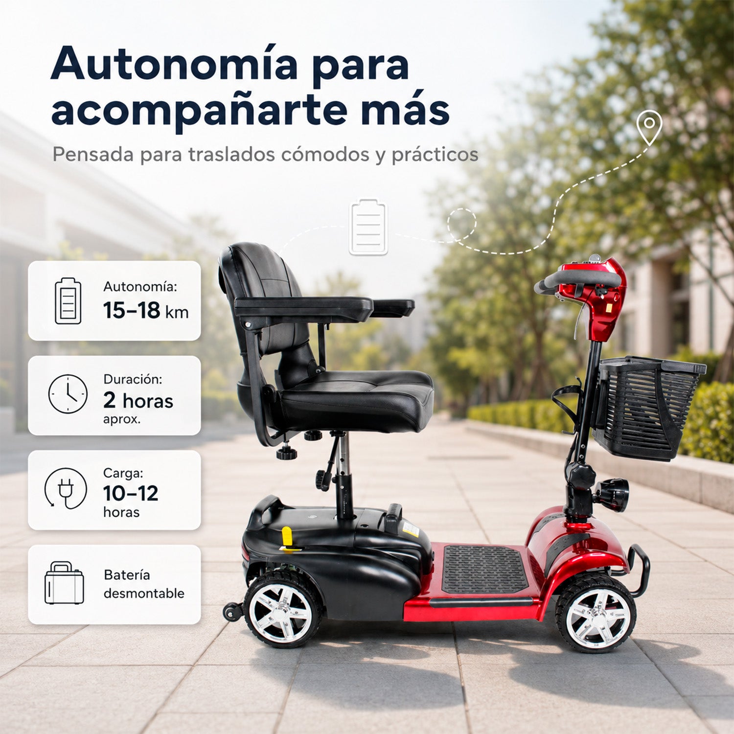 Silla Ruedas Electrica Scooter Recargable Luz Led Plegable