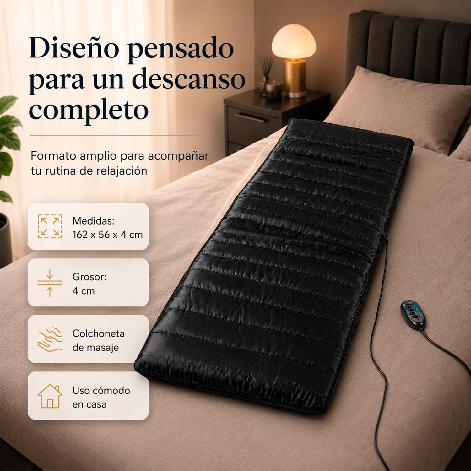 Colchon Masajeador Vibratorio Calor Cuerpo Completo con 9 Motores