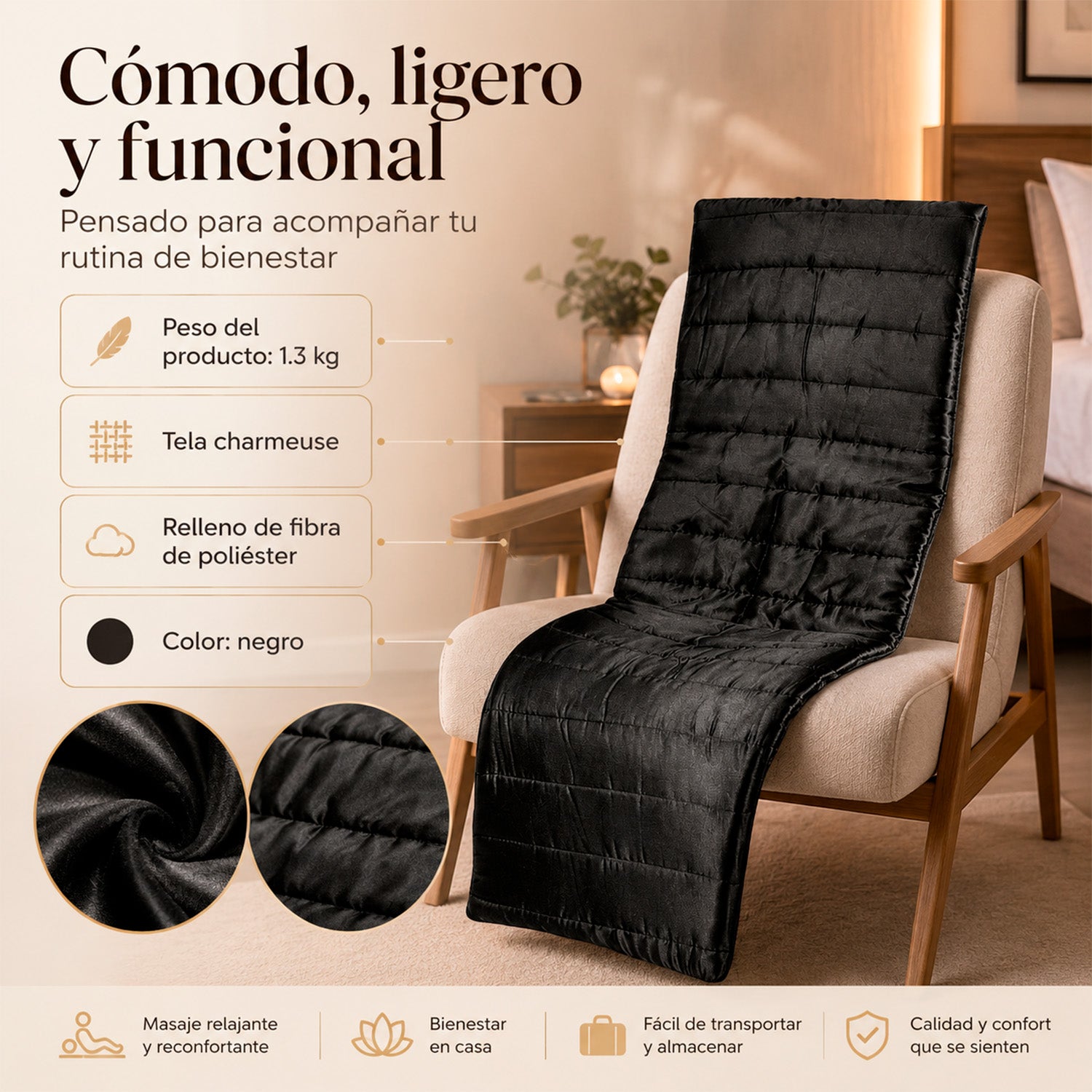 Colchon Masajeador Vibratorio Calor Cuerpo Completo con 9 Motores