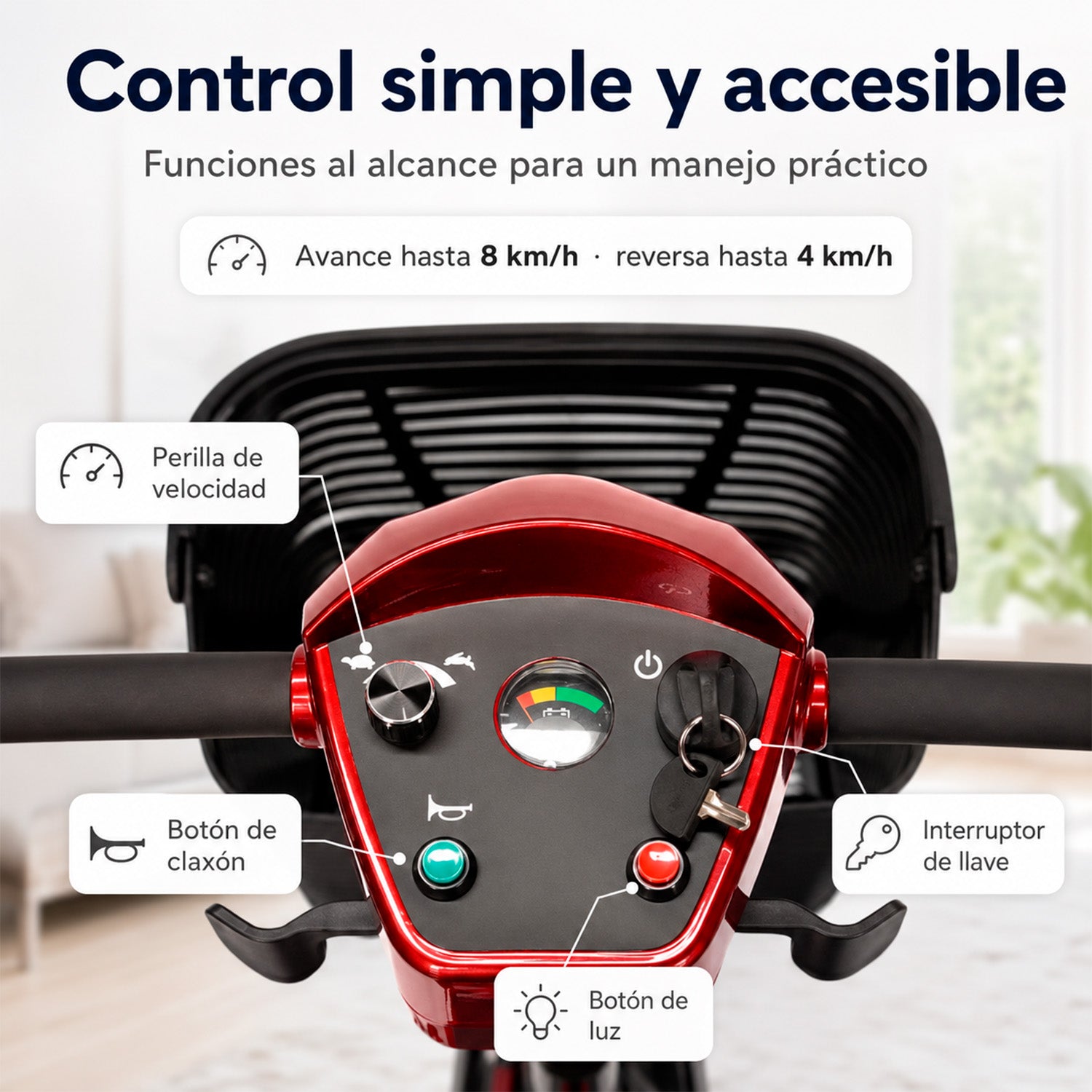 Silla Ruedas Electrica Scooter Recargable Luz Led Plegable