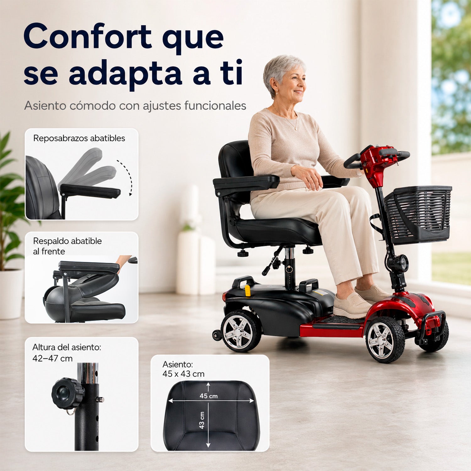 Silla Ruedas Electrica Scooter Recargable Luz Led Plegable