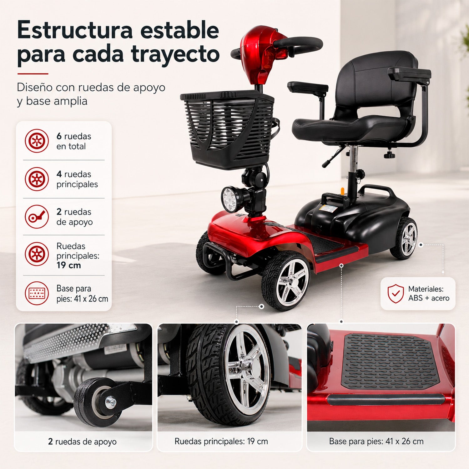 Silla Ruedas Electrica Scooter Recargable Luz Led Plegable