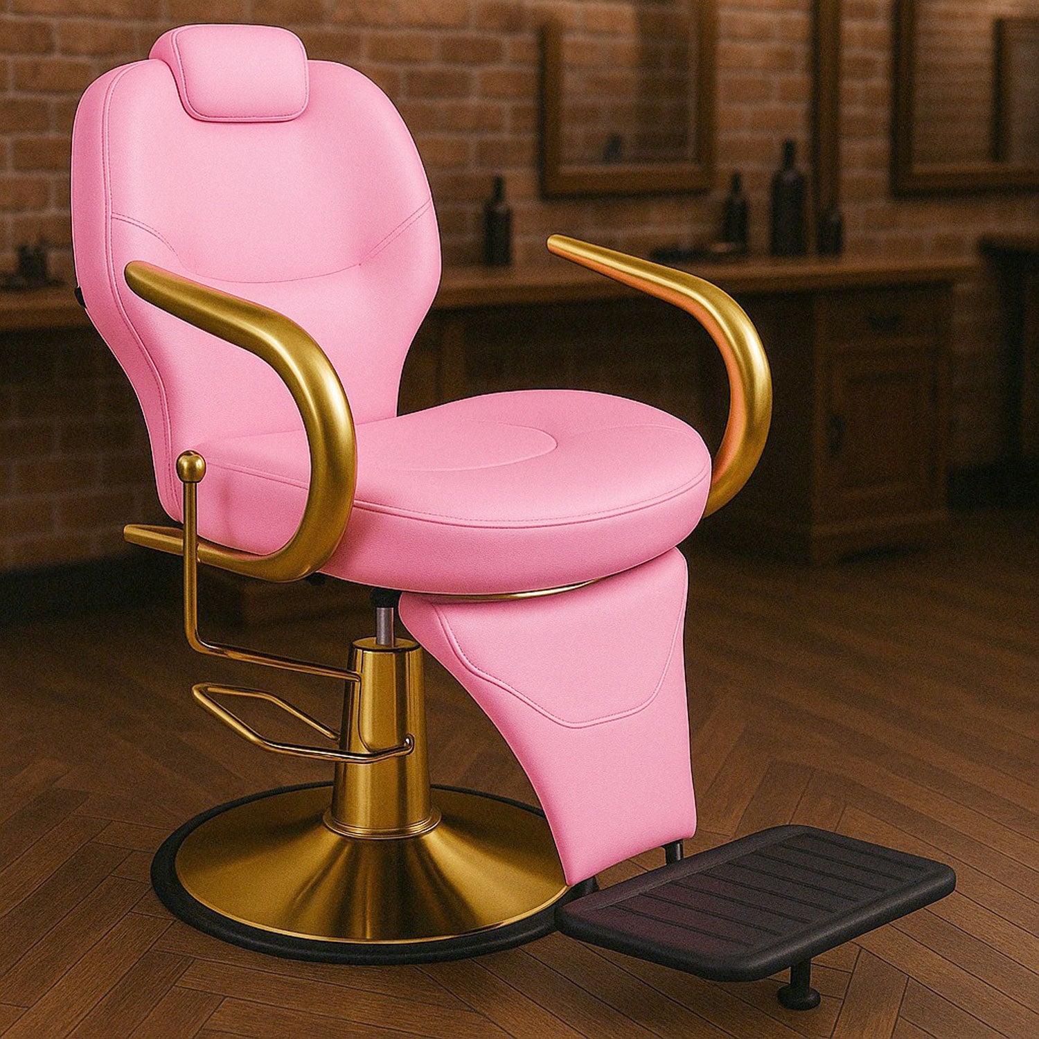 Silla estetica sillon hidraulico barberia reclinable salon spa premium Rosa