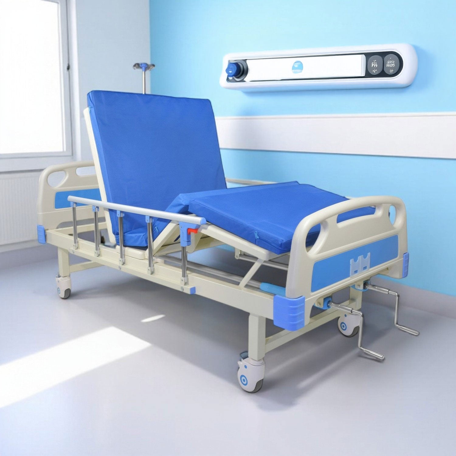Cama Hospitalaria Manual Incluye Colchón Y Porta Suero Nanofort