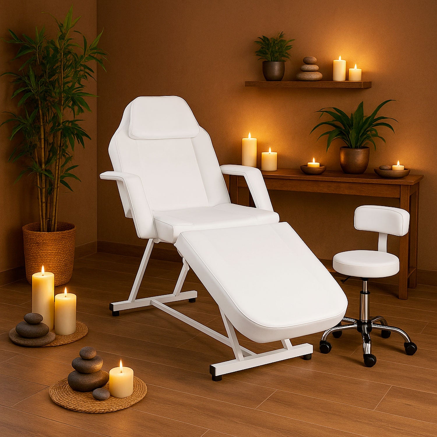 Silla Faciales Reclinable Tatuaje Sillon Cama Masaje Spa Profesional Blanco