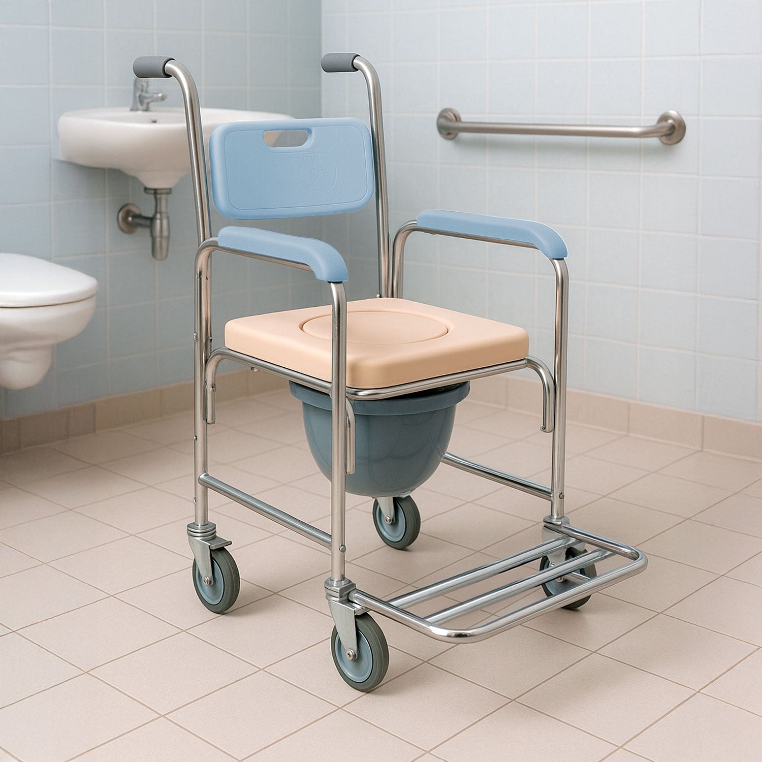 Silla Baño Adulto Discapacitados Ducha Wc Comodo Ruedas 3-1