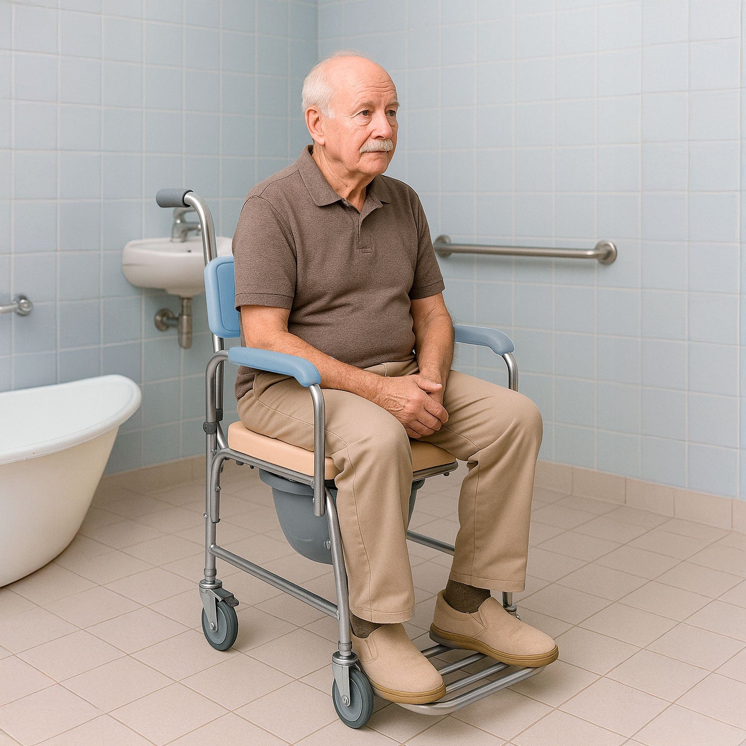 Silla Baño Adulto Discapacitados Ducha Wc Comodo Ruedas 3-1