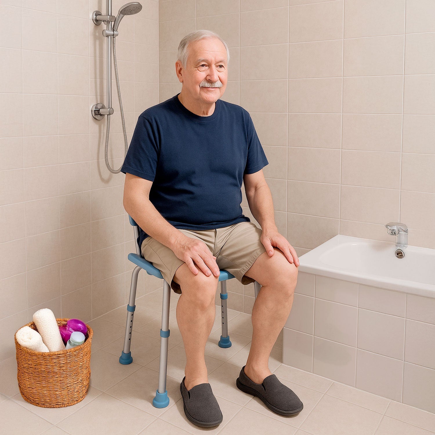 Silla Ducha Baño Ajustable Brazos Respaldo Ortopedica