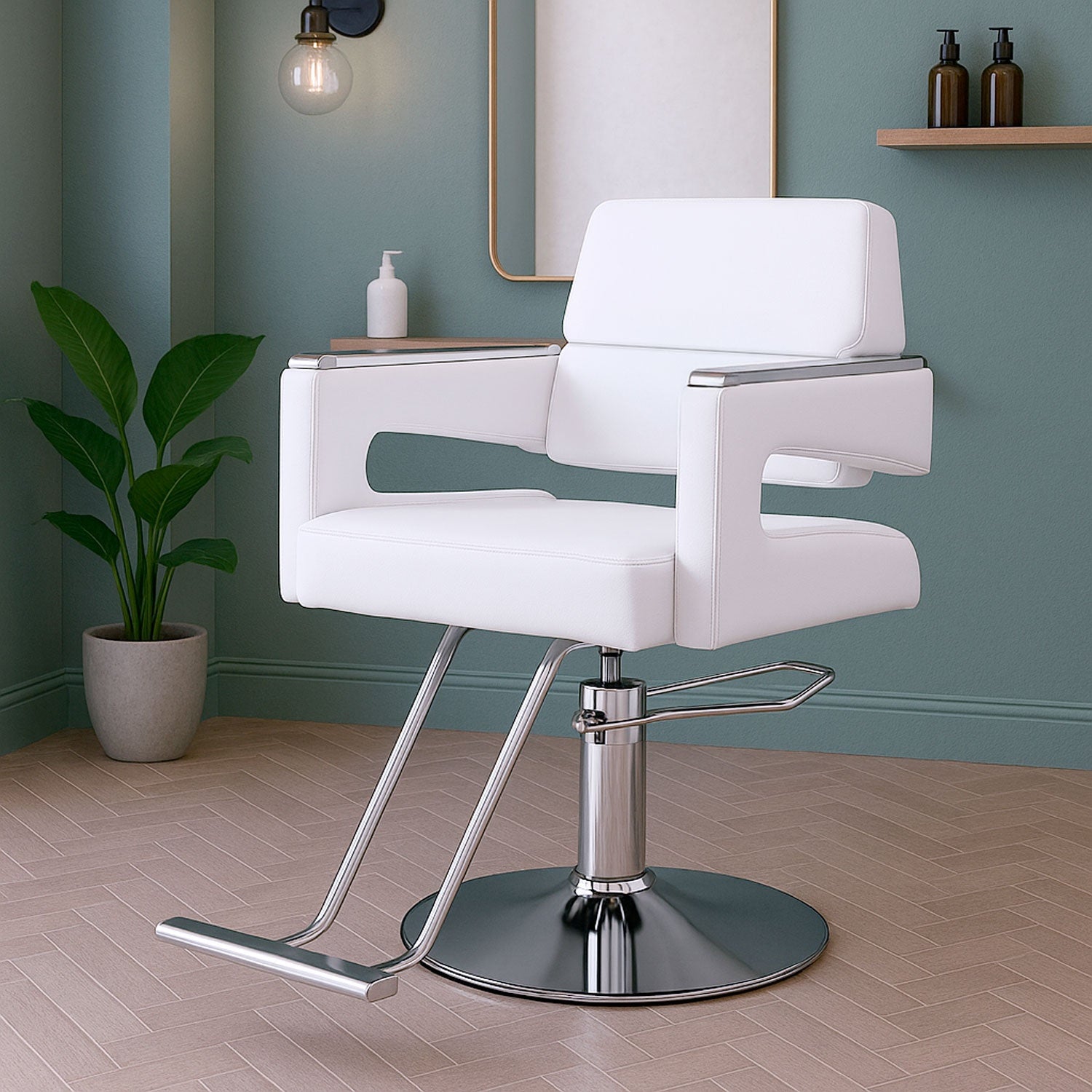 Silla Estetica Barberia Hidraulica Neumatica Ajustable Salon Blanca