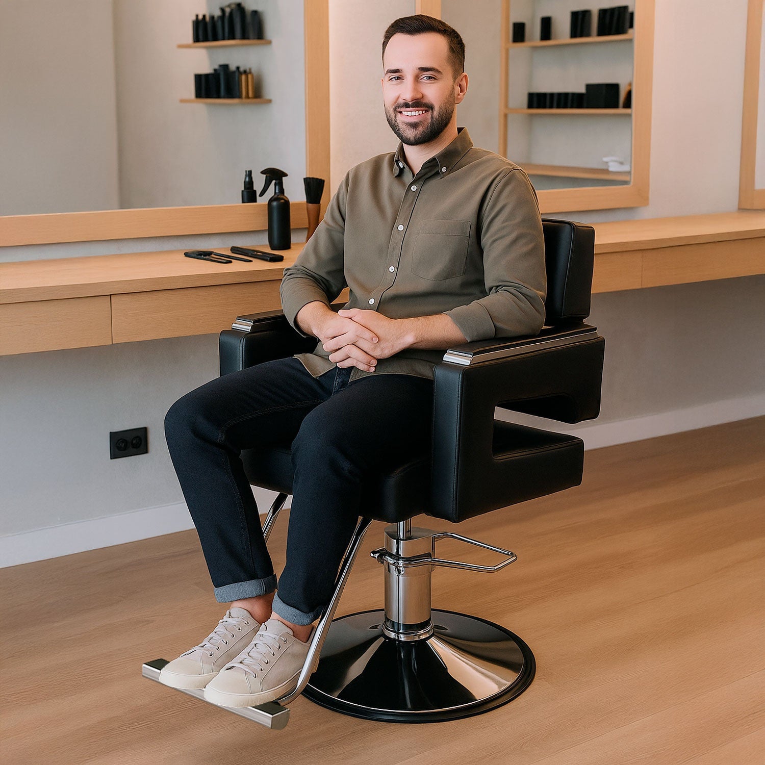 Silla Estetica Barberia Hidraulica Neumatica Ajustable Salon