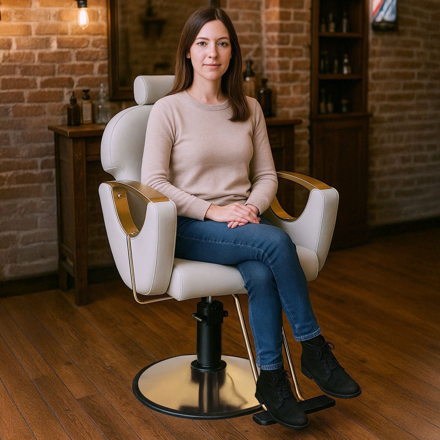 Silla Premium Salon Spa Estetica Neumatica Ajustable Gold