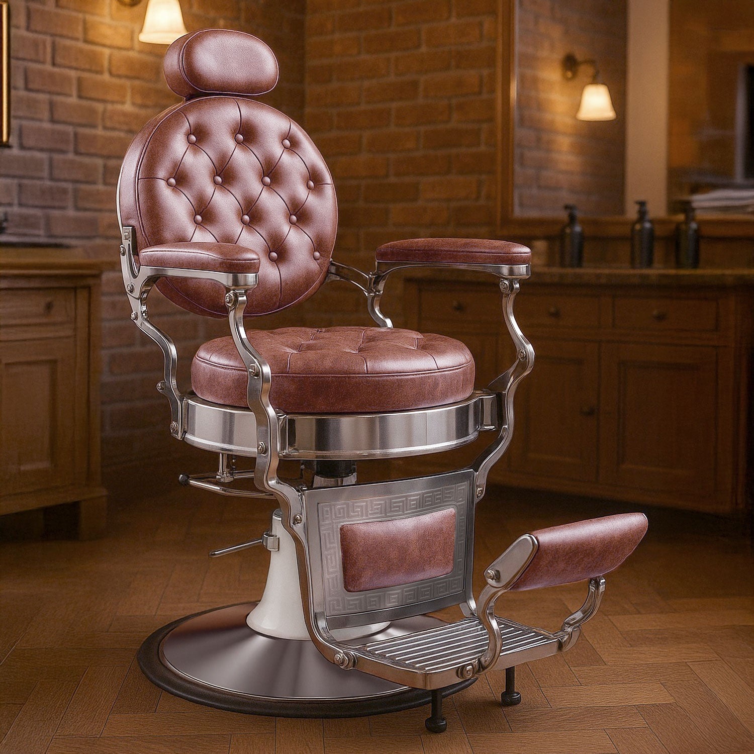 Sillon Barbero Capitonado Premium Barberia Lujo Peluqueria Old Class Cafe