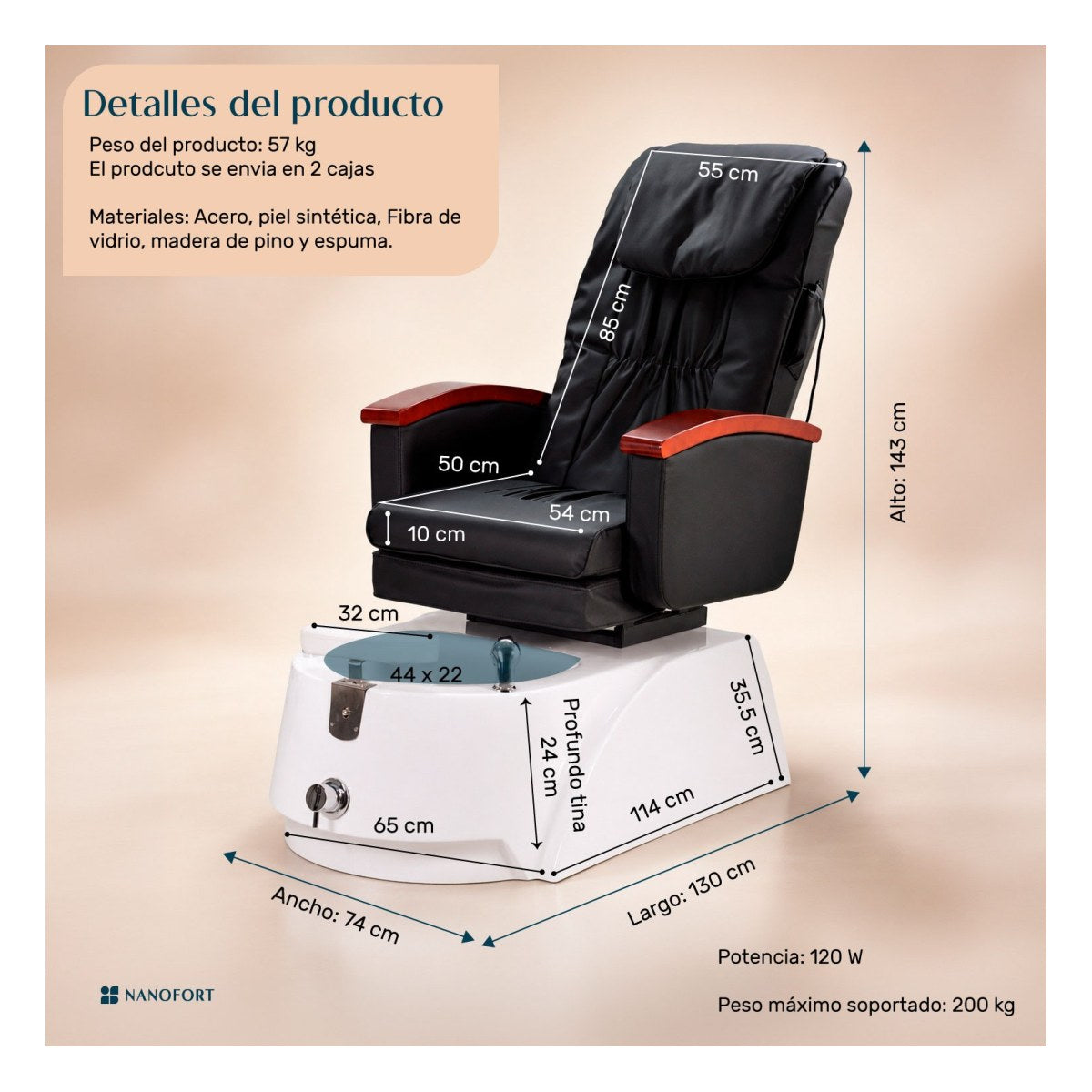 Sillon Spa Masaje Hidromasaje Pedicure Electrico Reclinable